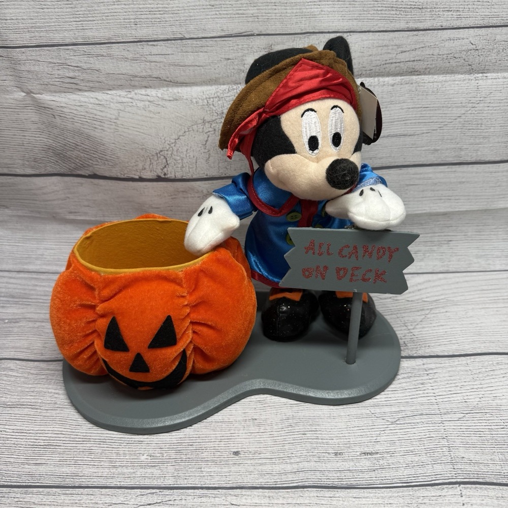 Disney Mickey Mouse Plush Pirate Halloween Candy Dish Candy On Deck Kmart Vtg